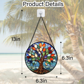 DASTOLL stained-glass panel with included chain for easy hanging.