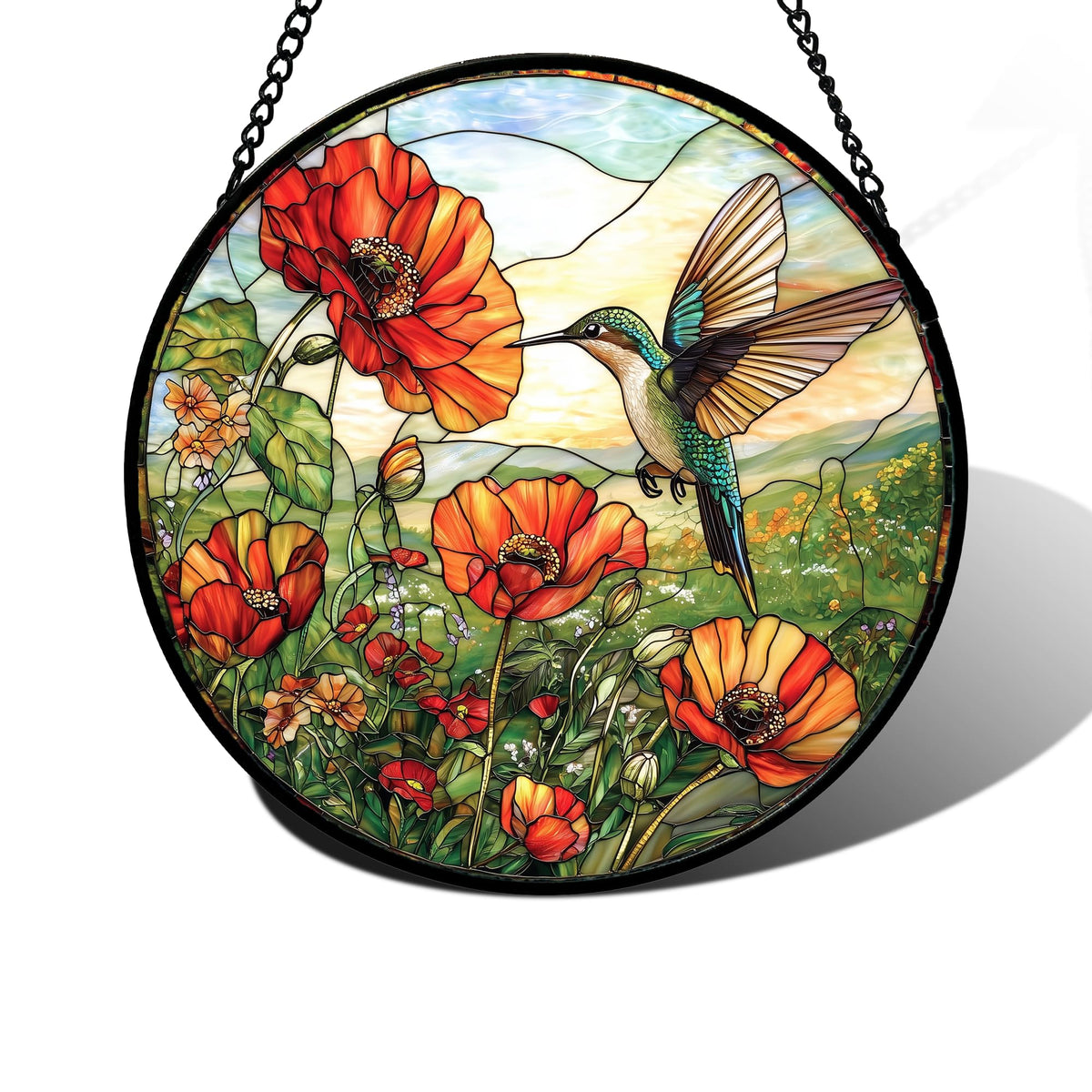 DASTOLL stained glass hummingbird window hanging brightens mornings with sunlight