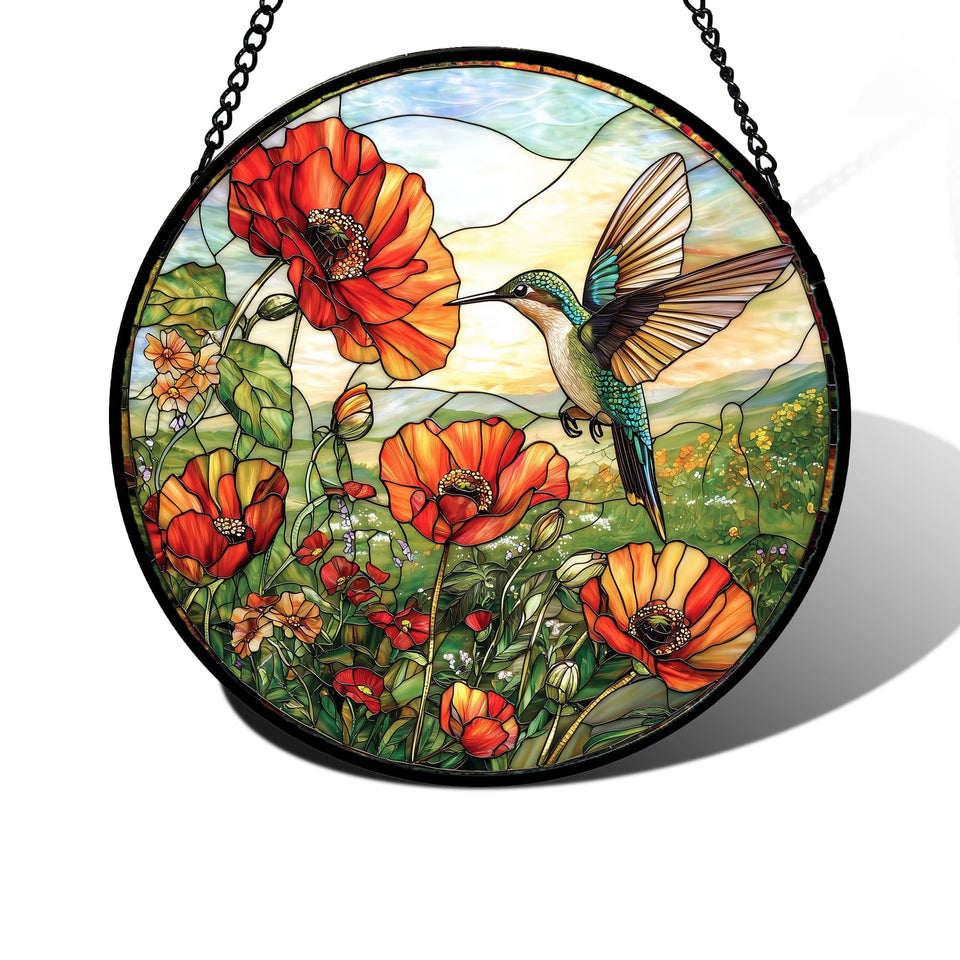 DASTOLL stained glass hummingbird window hanging brightens mornings with sunlight