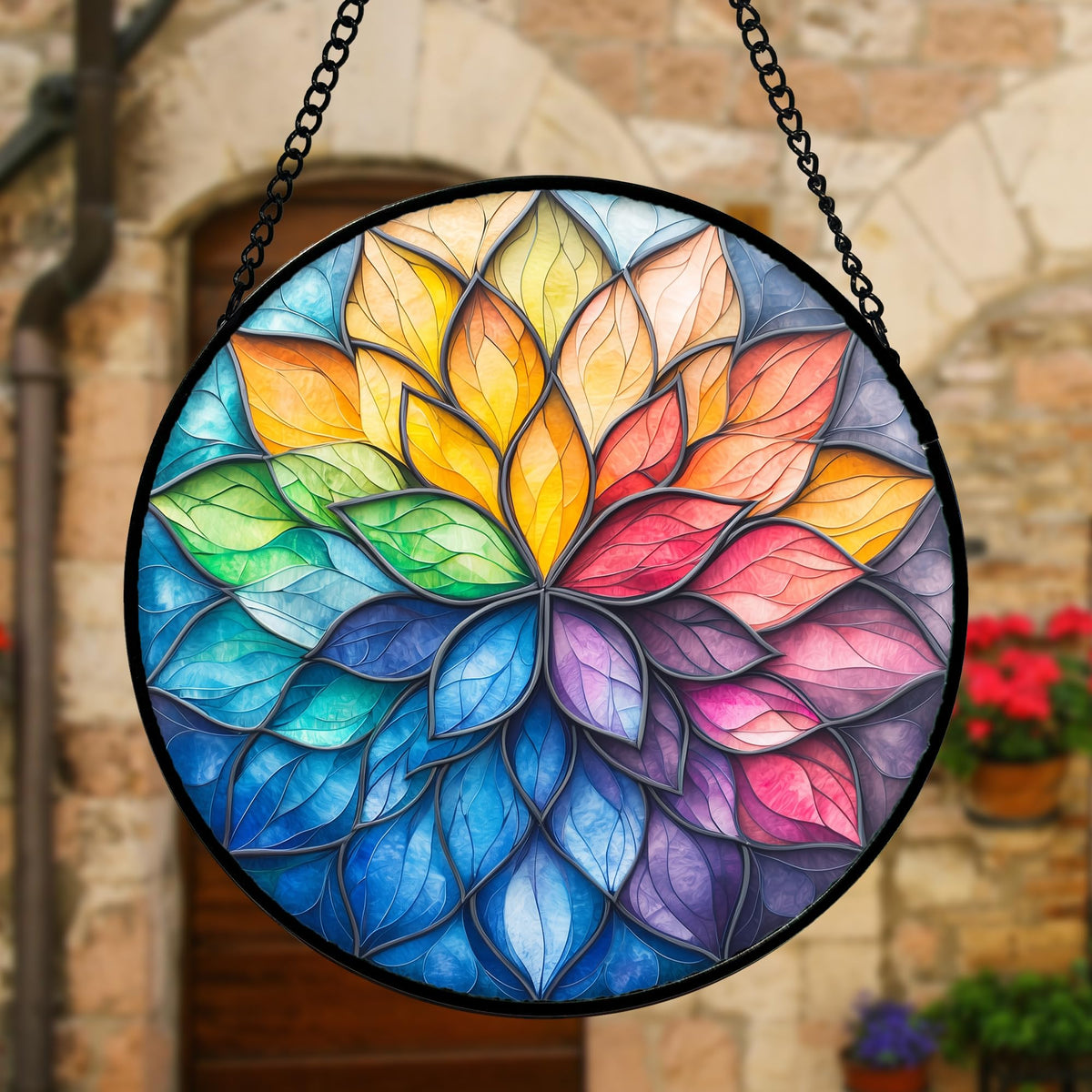DASTOLL stained glass kit with metal frame and chain for easy mounting