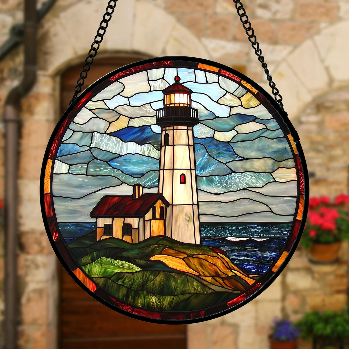 DASTOLL stained glass kit with metal frame ready to hang, easy setup.