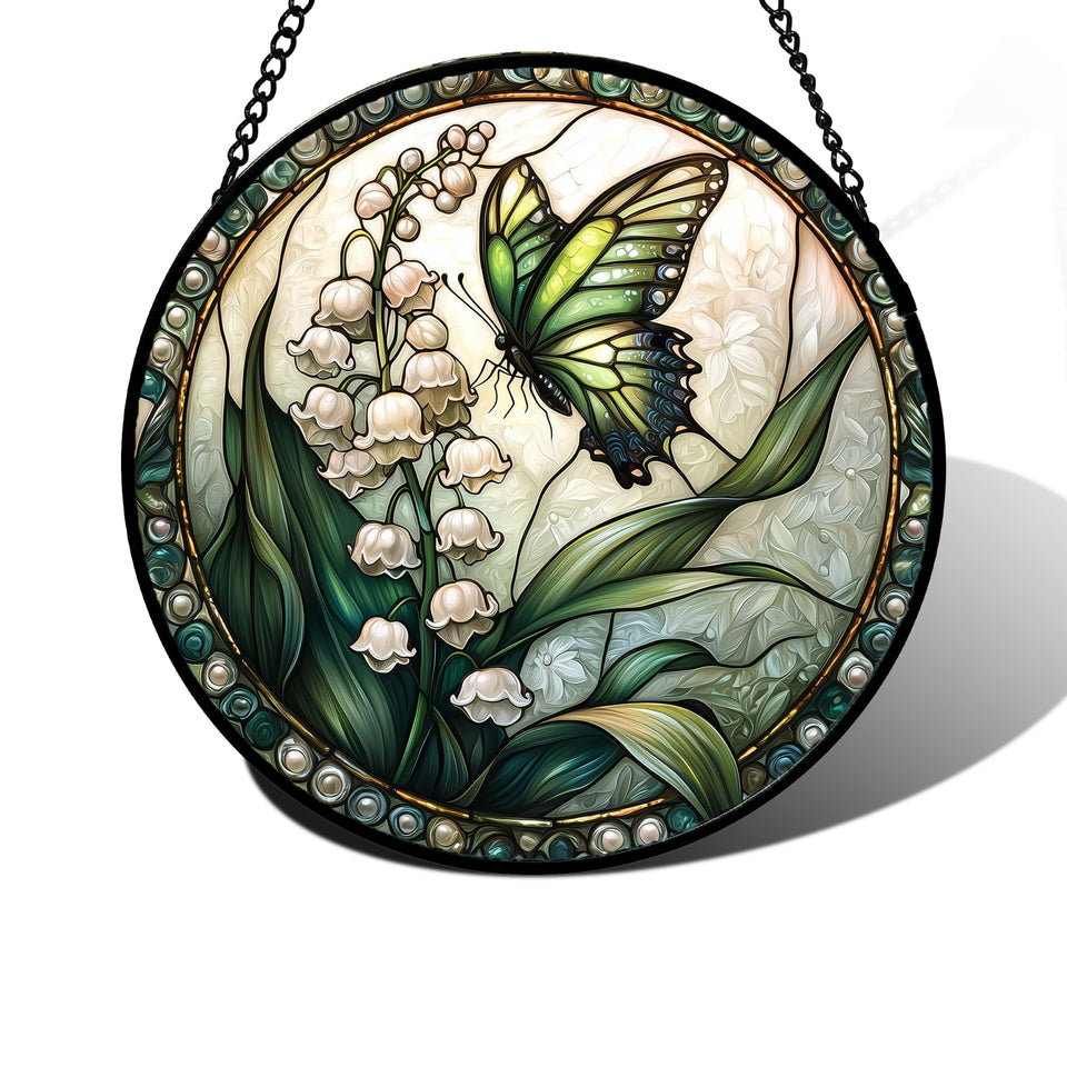 DASTOLL Lily of the Valley suncatcher glistens in sunlight, enhancing window color and mood