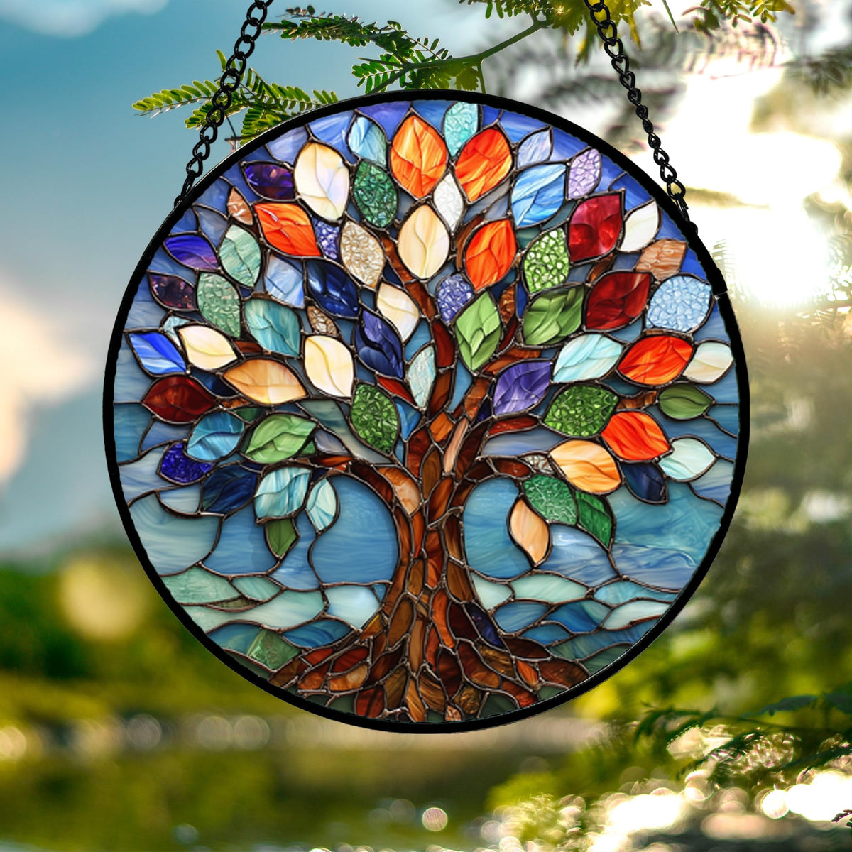DASTOLL suncatcher includes a metal chain for easy hanging on any window.