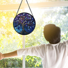 DASTOLL stained glass suncatcher multicolor panels catch sun rays and add warmth.