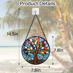DASTOLL blue stained glass suncatcher features diamond glass and metal frame