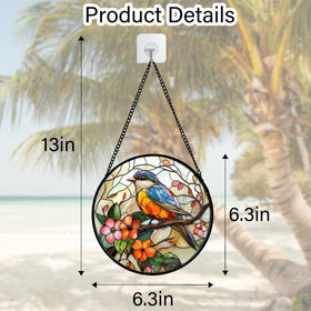 DASTOLL stained glass window decor featuring blue bird for a lively, decorative wall or window boost.