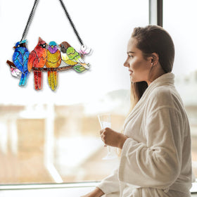 DASTOLL stained glass window hanging chain highlights double-sided color in sunlight.