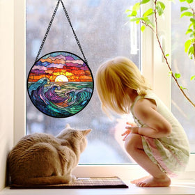 DASTOLL double-sided sun catcher in natural light shows vibrant colors