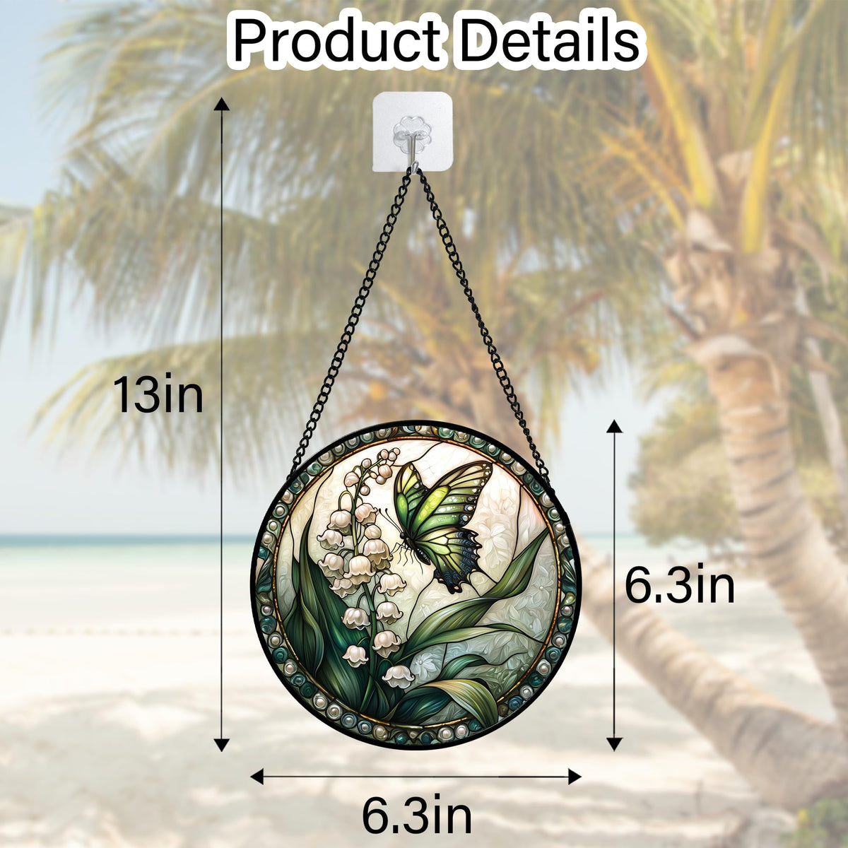 DASTOLL stained glass suncatcher close-up reveals diamond glass details