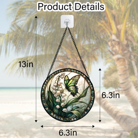 DASTOLL stained glass suncatcher close-up reveals diamond glass details