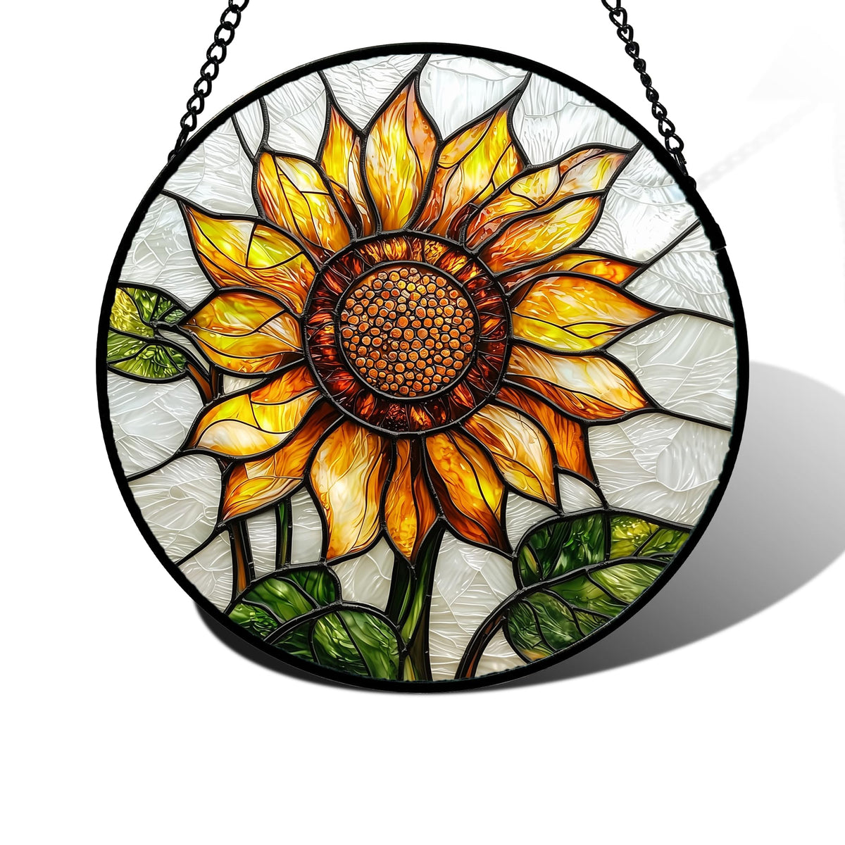 DASTOLL stained glass sunflower suncatcher adds warm sunlight glow to windows