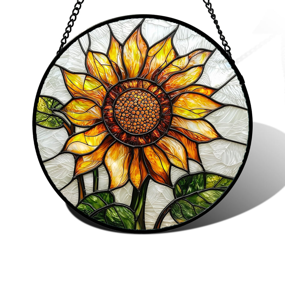 DASTOLL stained glass sunflower suncatcher adds warm sunlight glow to windows