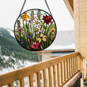 DASTOLL double-sided stained glass suncatcher glows vividly when sunlight passes through.