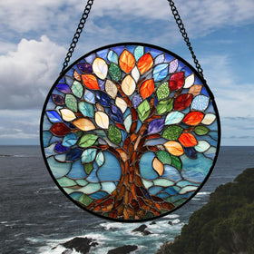 DASTOLL stained glass panel offers double-sided light, enhancing home ambiance in daylight.