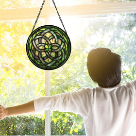 DASTOLL green clover sun catcher adds vibrant color to windows.