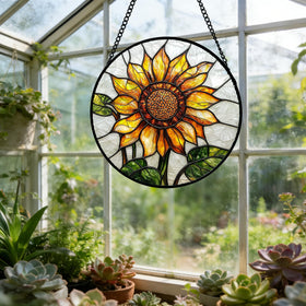 DASTOLL Window decor suncatcher in sunflower design for doors and windows.