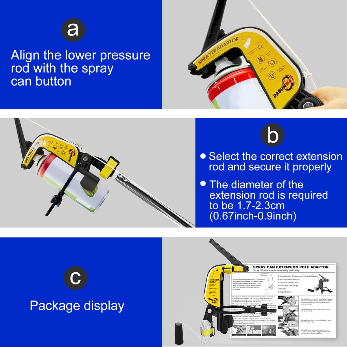 Dasunwat high-reach tool enables safer non-climbing tasks for tall fixtures.