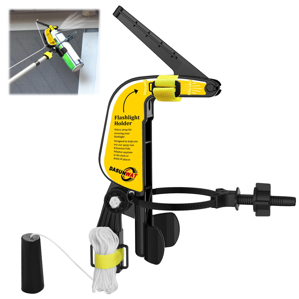 Dasunwat spray can extension pole demonstrates stable high-reach spraying for tall areas.