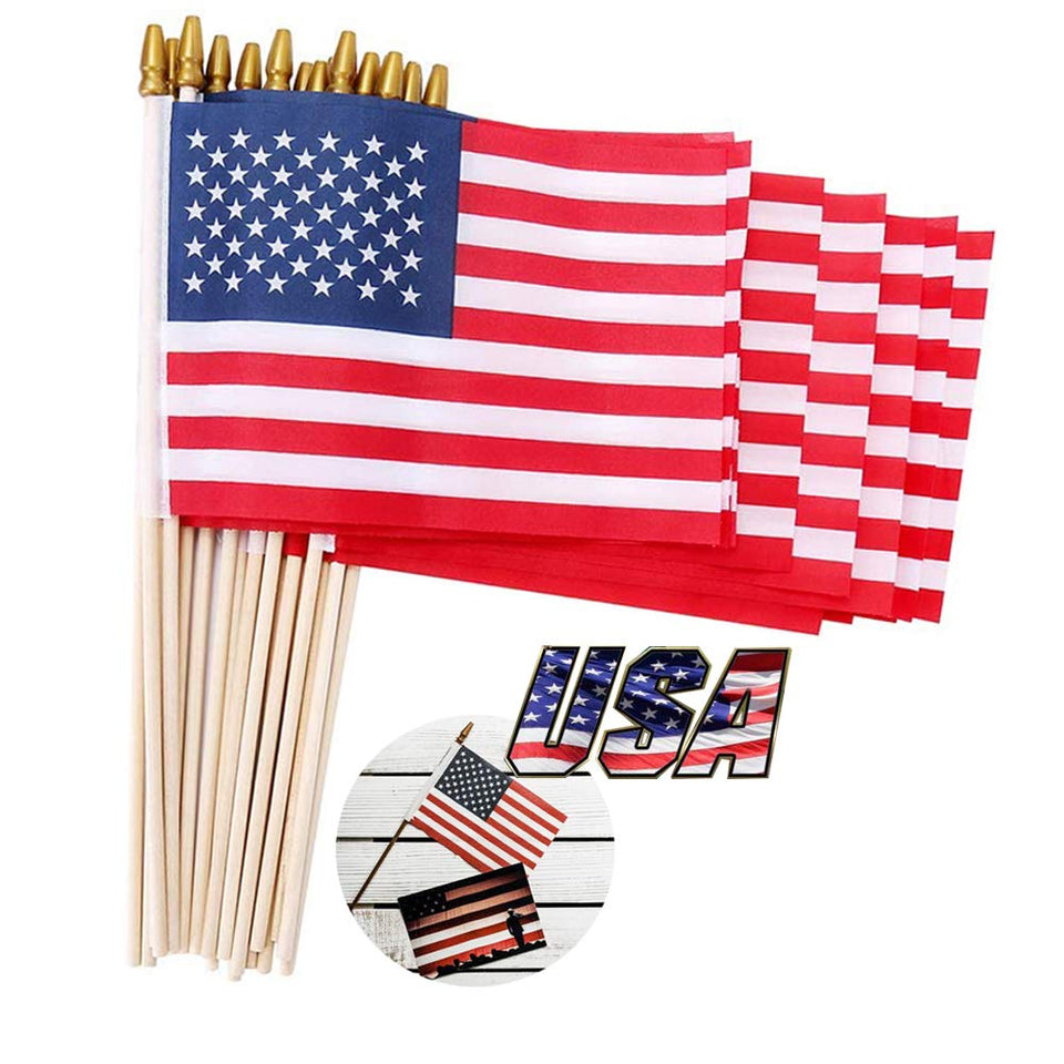 Datconect small American flag on a stick, 5x8 inch, ideal for Independence Day decor