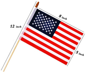 Datconect 5x8 inch flag on wooden staff with spear-top, safe handling