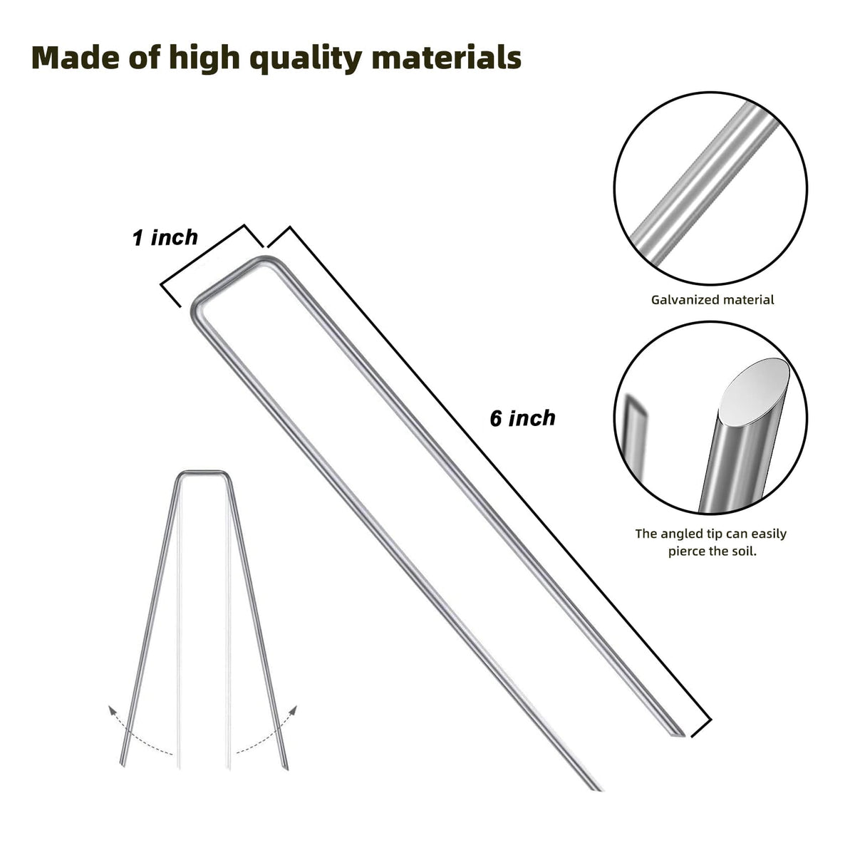 DaTpuik galvanized steel sod pin anchors weed barrier securely.