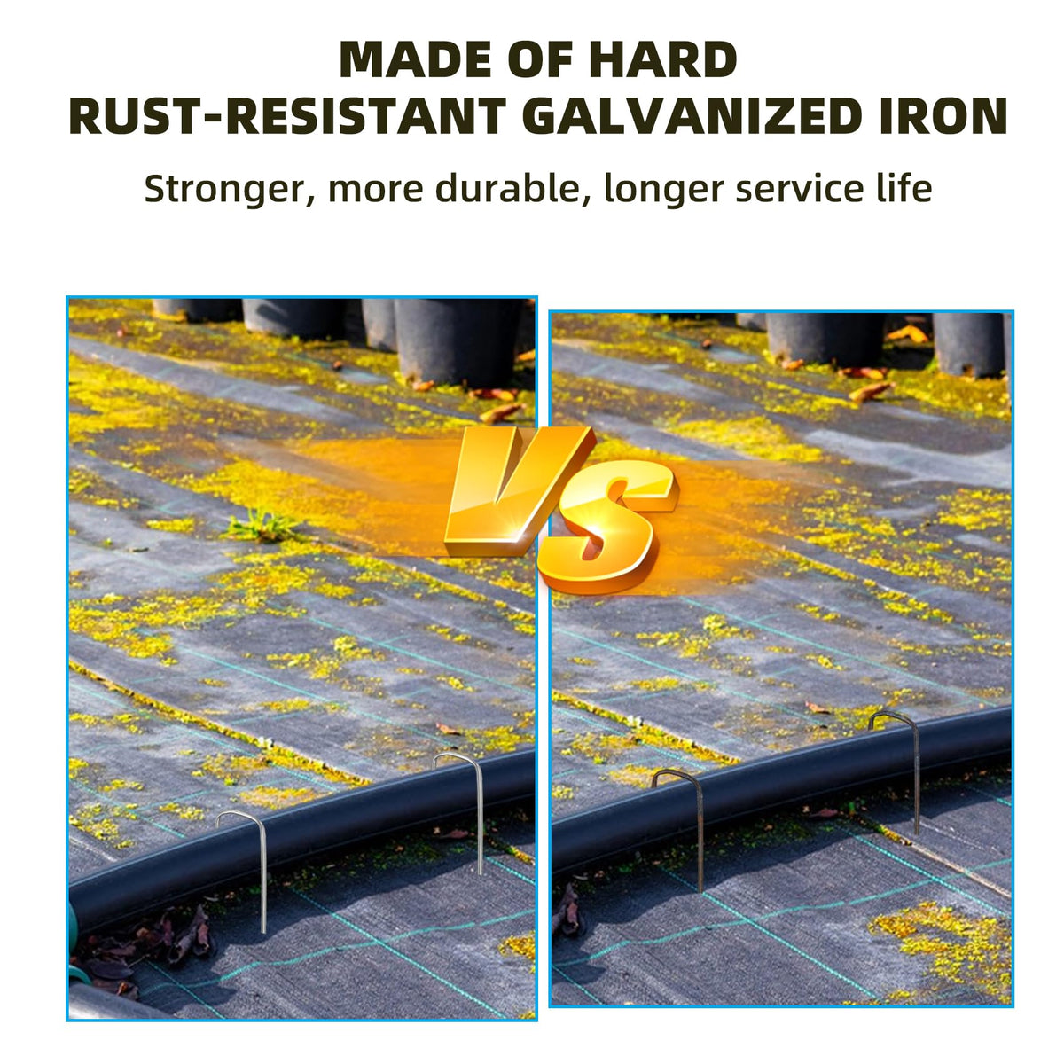 DaTpuik rust-proof stake keeps landscape fabric stable in any weather.