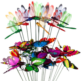 DAVAXI 3D dragonfly and butterfly garden stake adds vibrant color to outdoor pots