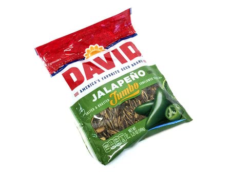David Seeds jalapeño hot salsa seeds close-up showing spicy, crunchy snacking option