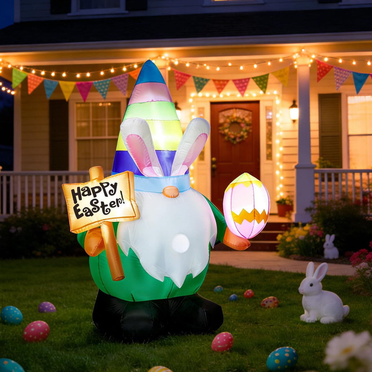 Dawdix inflatable gnome with built-in air blower for quick setup