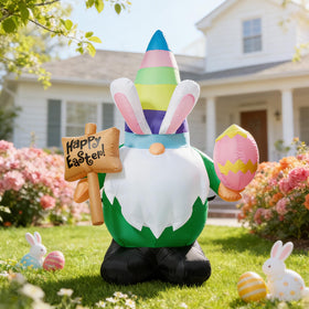 Dawdix Easter inflatable gnome holding eggs for bright yard decor