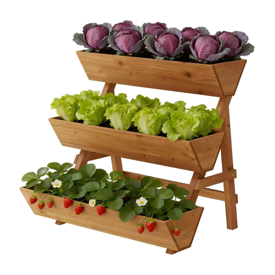 Dawnyard 3-Tier raised garden bed brown L for compact patios.