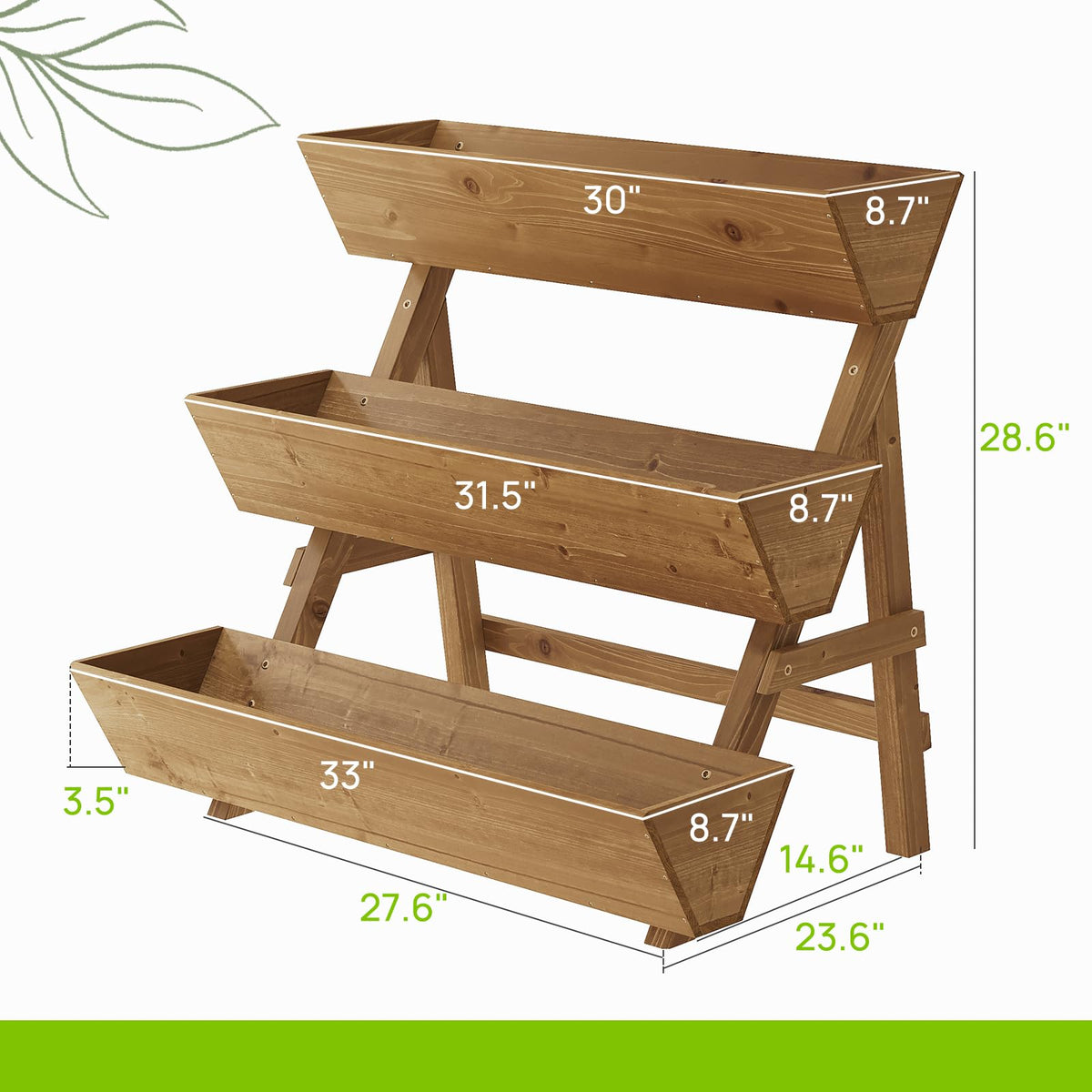 Dawnyard tiered planter with drainage holes for healthy roots.