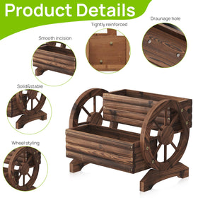 Dawnyard brown finish planter complements warm decor with natural wood texture