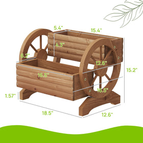 Dawnyard wooden wagon planter indoor-friendly with wheels for charming shelf decor.