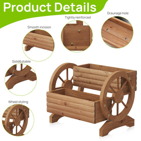 Dawnyard two-tone wagon planter shows rustic charm for garden or balcony.