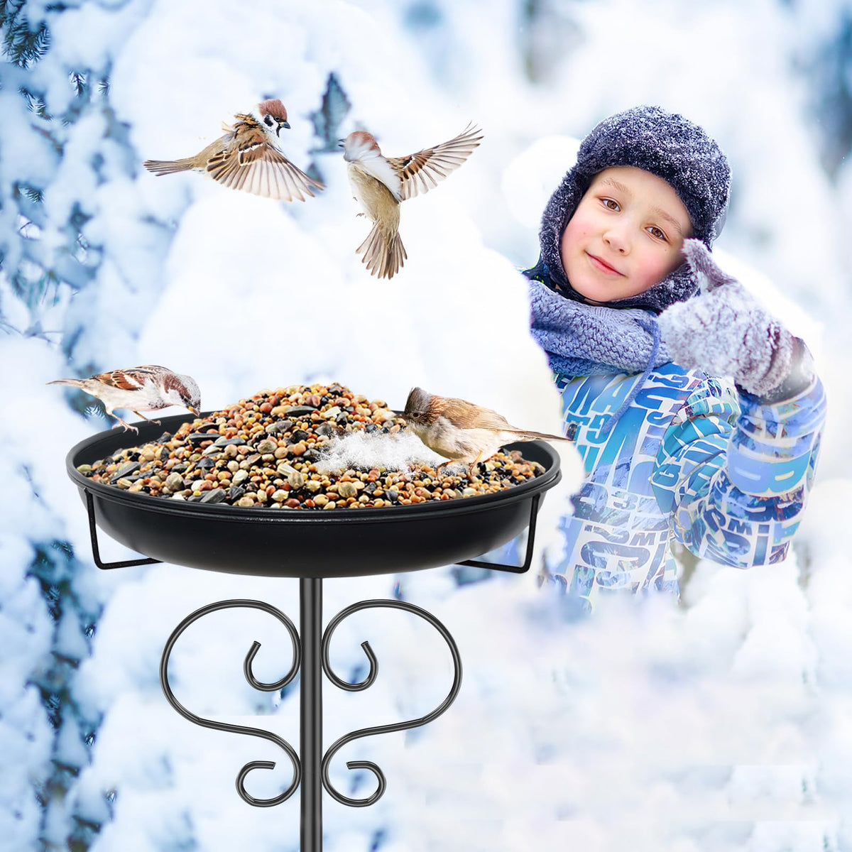 DAYSUP 40In birdbath garden decor elevates yard aesthetics.