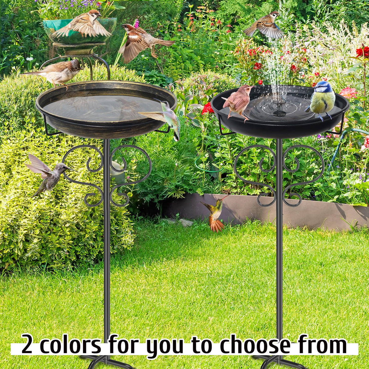 DAYSUP 40In birdbath rustproof iron construction resists weather.