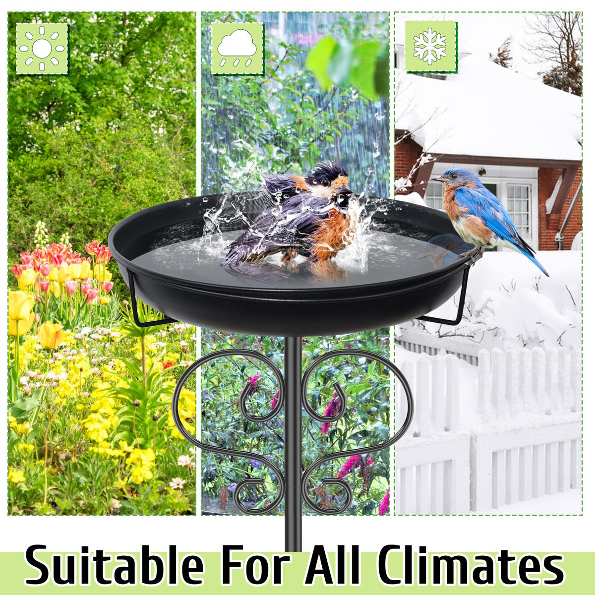 DAYSUP 40In birdbath weatherproof coating resists year-round wear.