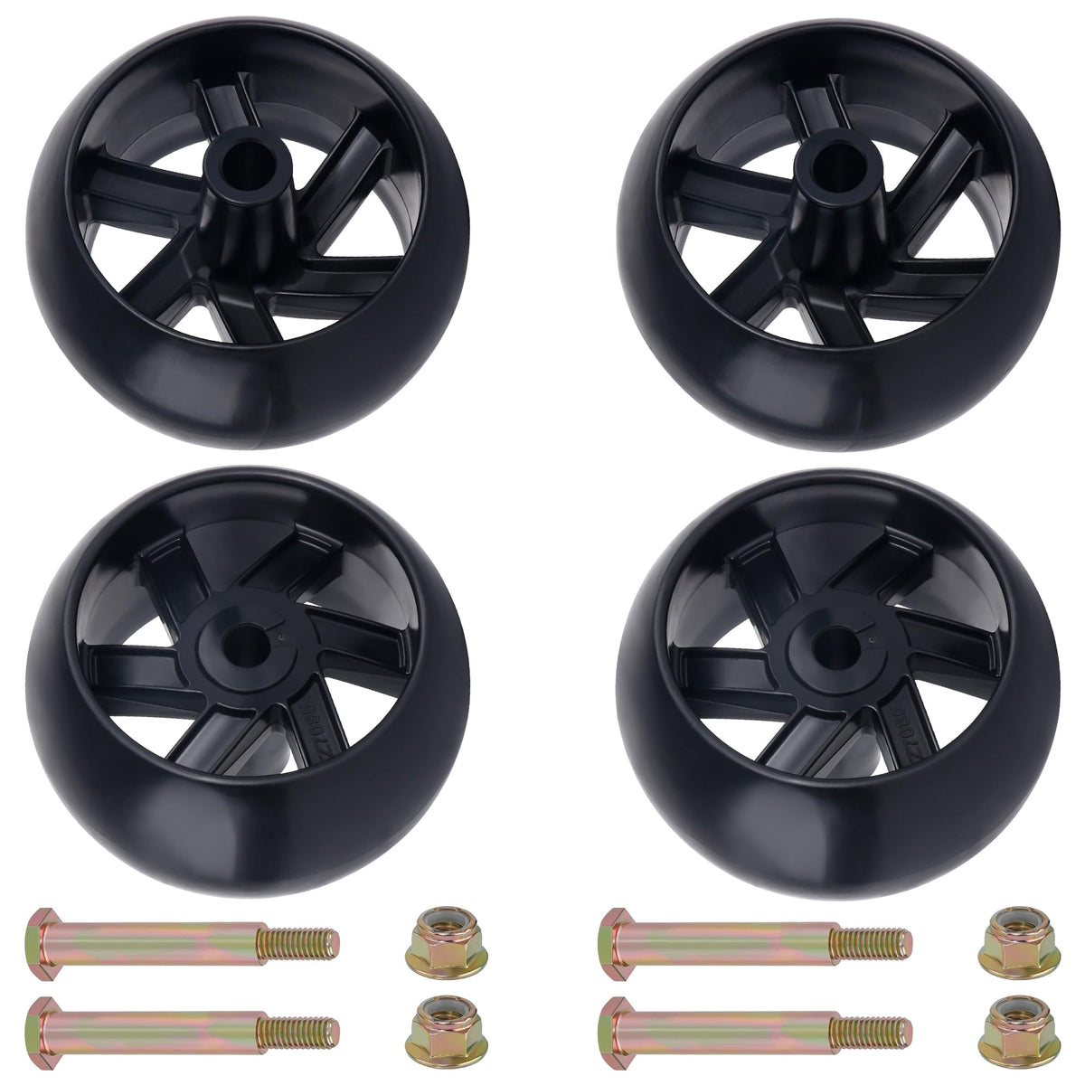 Dazakoot deck wheels on mower side view showing sturdy 5 inch wheels for even cutting