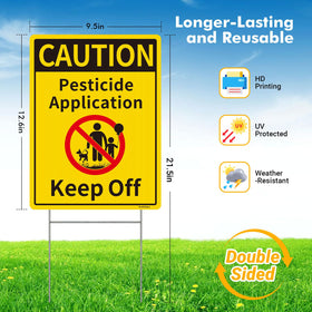 DazhiSigns caution-pesticide sign back view shows dual-sided messaging for outdoors