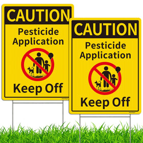 DazhiSigns caution-pesticide sign front view with stake for yard visibility