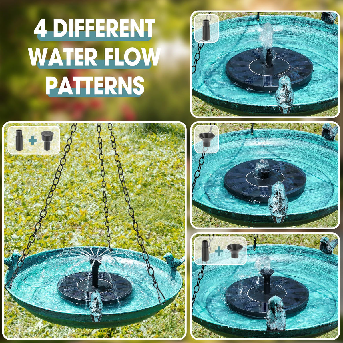 DazSpirit removable decorative birds on rim offer flexible styling and visitor appeal.