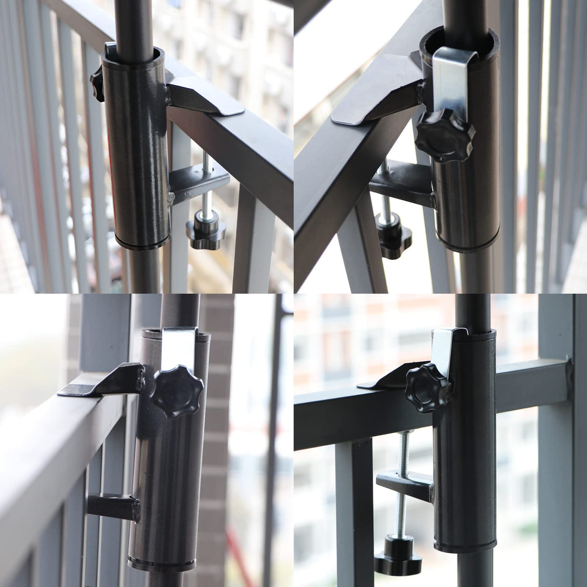DBPBToU patio umbrella holder offers easy installation on rails in minutes.