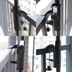 DBPBToU patio umbrella holder offers easy installation on rails in minutes.
