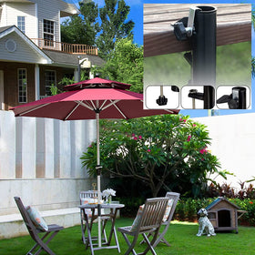 DBPBToU clamp is multipurpose: clamps or nails to railing for customizable shade.