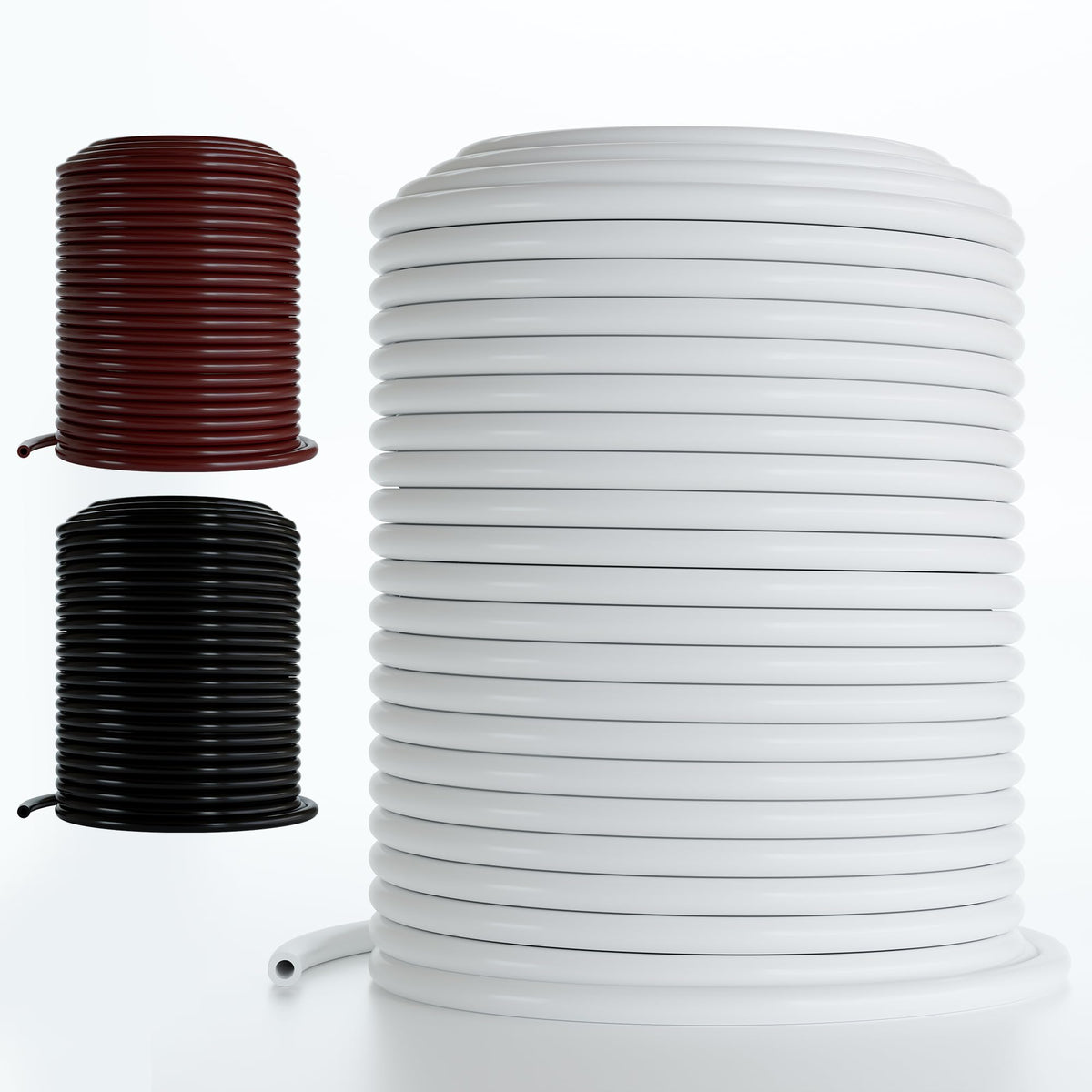 DBR Tech 1/4 inch drip tubing deployed in 100ft white, flexible and UV resistant.