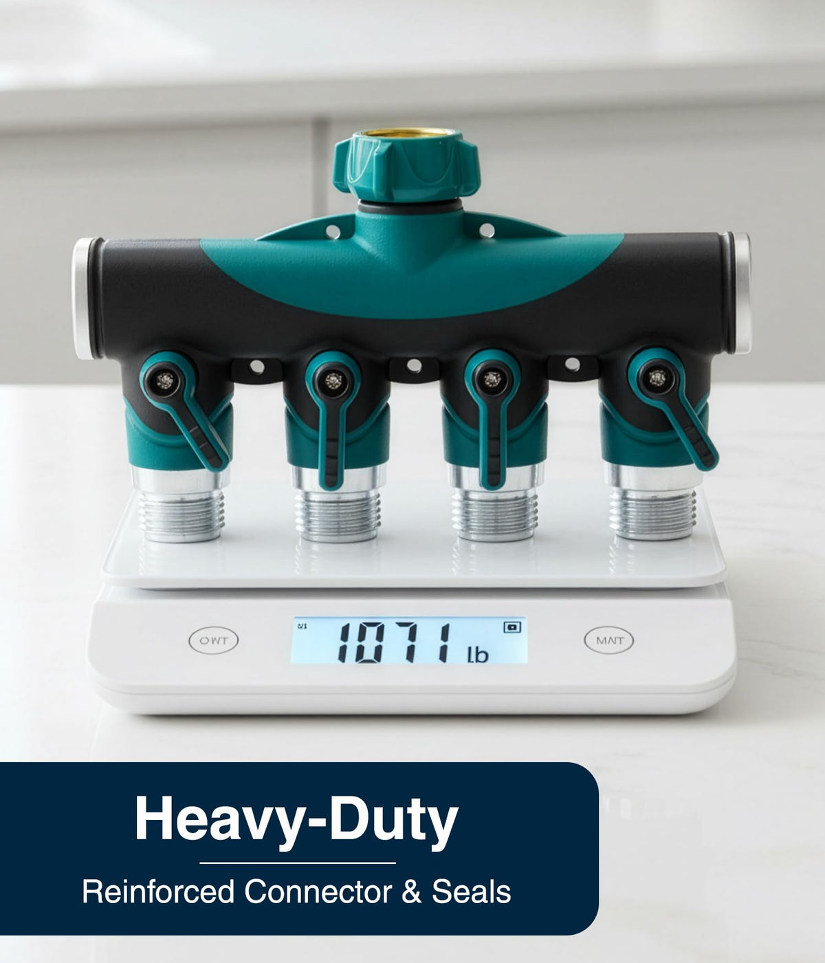 DBR Tech 4 Way Hose Splitter installs quickly with easy-to-grip fittings for instant water control.