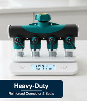 DBR Tech 4 Way Hose Splitter installs quickly with easy-to-grip fittings for instant water control.