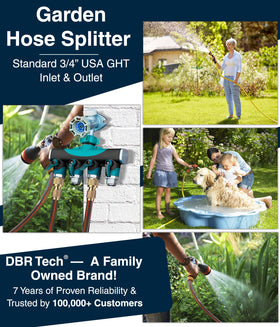 DBR Tech 4 Way Hose Splitter shows deep threads to prevent leaks and sustain pressure for long hoses.
