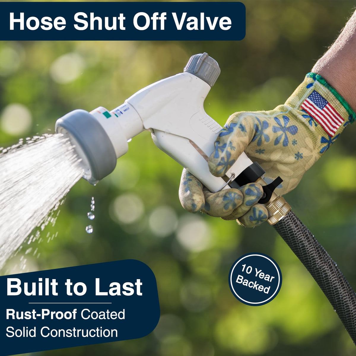 DBR Tech brass valve ergonomic handle closeup emphasizes easy on/off even with wet hands.